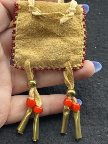 Leather Beaded Pouch - 3