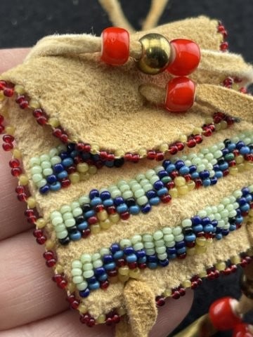 Leather Beaded Pouch - 4