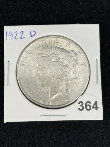1922 D Peace Silver Dollar Coin: KEY WORDS: INDIAN ARTIFACT ARTIFACTS ARROWHEAD ARROWHEADS NATIVE AMERICAN MISSISSIPPIAN QUAPAW CADDO POTTERY COINS MORGAN DOLLAR PEACE DOLLAR SILVER COINS. All coins have been Sigma tested for