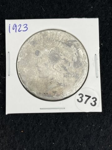 1923 Peace Silver Dollar Coin: KEY WORDS: INDIAN ARTIFACT ARTIFACTS ARROWHEAD ARROWHEADS NATIVE AMERICAN MISSISSIPPIAN QUAPAW CADDO POTTERY COINS MORGAN DOLLAR PEACE DOLLAR SILVER COINS. All coins have been Sigma tested for