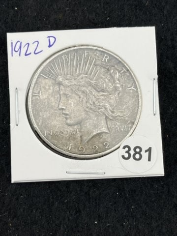 1922 D Peace Silver Dollar Coin: KEY WORDS: INDIAN ARTIFACT ARTIFACTS ARROWHEAD ARROWHEADS NATIVE AMERICAN MISSISSIPPIAN QUAPAW CADDO POTTERY COINS MORGAN DOLLAR PEACE DOLLAR SILVER COINS. All coins have been Sigma tested for