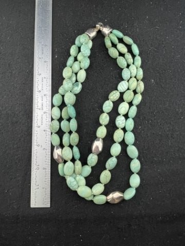 Necklace Sterling Silver .925: KEY WORDS: INDIAN ARTIFACT ARTIFACTS ARROWHEAD ARROWHEADS NATIVE AMERICAN MISSISSIPPIAN QUAPAW CADDO POTTERY COINS MORGAN DOLLAR PEACE DOLLAR SILVER COINS. All coins have been Sigma tested for authent