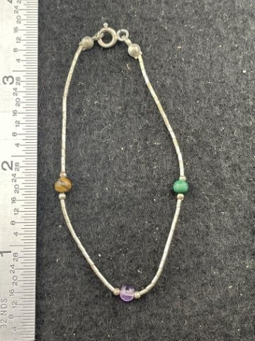 Bracelet Sterling Silver .925: KEY WORDS: INDIAN ARTIFACT ARTIFACTS ARROWHEAD ARROWHEADS NATIVE AMERICAN MISSISSIPPIAN QUAPAW CADDO POTTERY COINS MORGAN DOLLAR PEACE DOLLAR SILVER COINS. All coins have been Sigma tested for authent