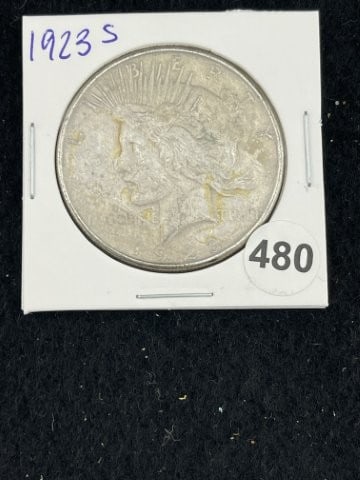 1923 S Peace Silver Dollar Coin: KEY WORDS: INDIAN ARTIFACT ARTIFACTS ARROWHEAD ARROWHEADS NATIVE AMERICAN MISSISSIPPIAN QUAPAW CADDO POTTERY COINS MORGAN DOLLAR PEACE DOLLAR SILVER COINS. All coins have been Sigma tested for