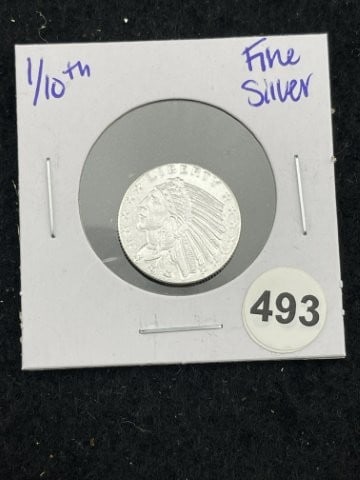 1/10th Fine Silver Coin: KEY WORDS: INDIAN ARTIFACT ARTIFACTS ARROWHEAD ARROWHEADS NATIVE AMERICAN MISSISSIPPIAN QUAPAW CADDO POTTERY COINS MORGAN DOLLAR PEACE DOLLAR SILVER COINS. All coins have been Sigma tested for authent