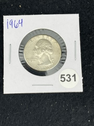 1964 Washington Quarter Coin: KEY WORDS: INDIAN ARTIFACT ARTIFACTS ARROWHEAD ARROWHEADS NATIVE AMERICAN MISSISSIPPIAN QUAPAW CADDO POTTERY COINS MORGAN DOLLAR PEACE DOLLAR SILVER COINS. All coins have been Sigma tested for