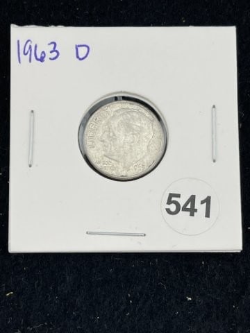 1963 D Roosevelt Dime Coin: KEY WORDS: INDIAN ARTIFACT ARTIFACTS ARROWHEAD ARROWHEADS NATIVE AMERICAN MISSISSIPPIAN QUAPAW CADDO POTTERY COINS MORGAN DOLLAR PEACE DOLLAR SILVER COINS. All coins have been Sigma tested for