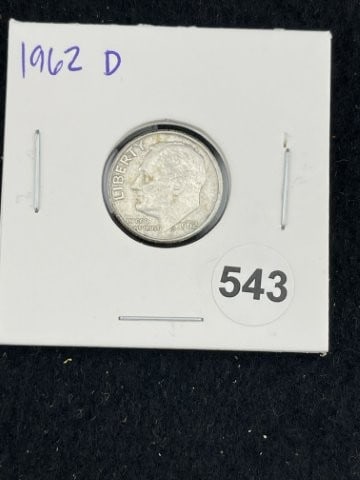 1962 D Roosevelt Dime Coin: KEY WORDS: INDIAN ARTIFACT ARTIFACTS ARROWHEAD ARROWHEADS NATIVE AMERICAN MISSISSIPPIAN QUAPAW CADDO POTTERY COINS MORGAN DOLLAR PEACE DOLLAR SILVER COINS. All coins have been Sigma tested for authent