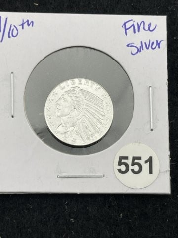 1/10th Fine Silver Coin: KEY WORDS: INDIAN ARTIFACT ARTIFACTS ARROWHEAD ARROWHEADS NATIVE AMERICAN MISSISSIPPIAN QUAPAW CADDO POTTERY COINS MORGAN DOLLAR PEACE DOLLAR SILVER COINS. All coins have been Sigma tested for authent