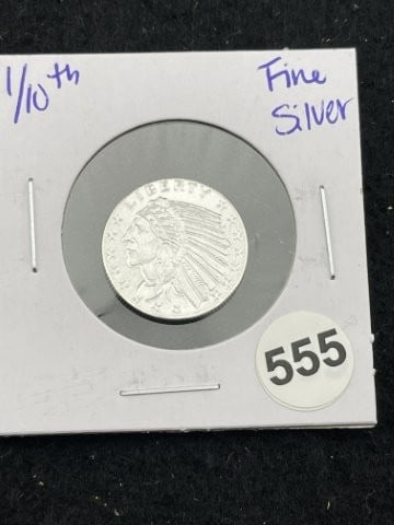 1/10th Fine Silver Coin: KEY WORDS: INDIAN ARTIFACT ARTIFACTS ARROWHEAD ARROWHEADS NATIVE AMERICAN MISSISSIPPIAN QUAPAW CADDO POTTERY COINS MORGAN DOLLAR PEACE DOLLAR SILVER COINS. All coins have been Sigma tested for