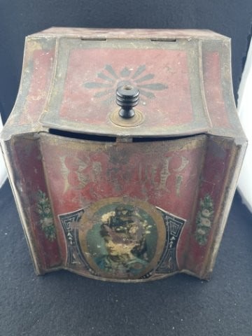 Early Toleware Tea Decorative Bin - 7