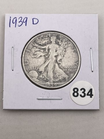 1939 D Walking Liberty Half Dollar Silver Coin (1 of 2)
