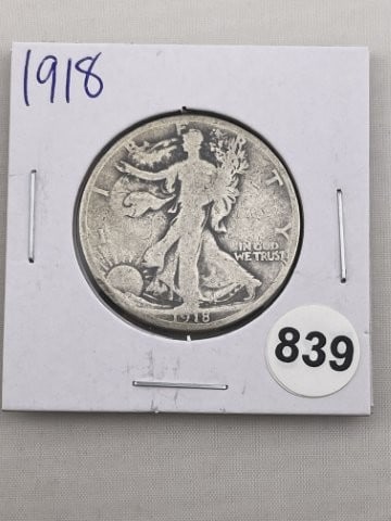 1918 Walking Liberty Half Dollar Silver Coin (1 of 2)
