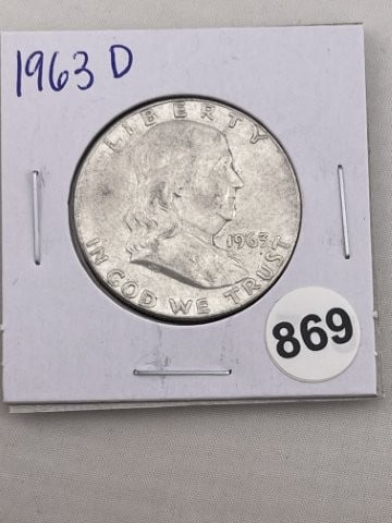 1963 D Franklin Half Dollar Silver Coin (1 of 2)