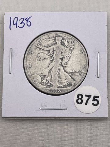 1938 Walking Liberty Half Dollar Silver Coin (1 of 2)