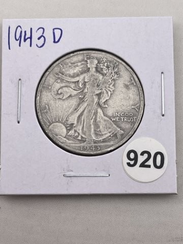 1943 D Walking Liberty Half Dollar Silver Coin (1 of 2)