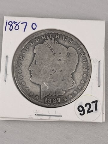 1887 O Morgan Silver Dollar Coin: KEY WORDS: INDIAN ARTIFACT ARTIFACTS ARROWHEAD ARROWHEADS NATIVE AMERICAN MISSISSIPPIAN QUAPAW CADDO POTTERY COINS MORGAN DOLLAR PEACE DOLLAR SILVER COINS. All coins have been Sigma tested for authent