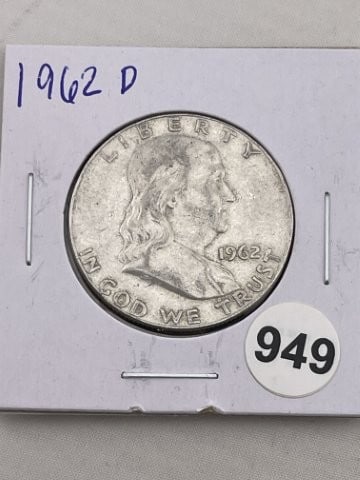 1962 D Franklin Half Dollar Silver Coin (1 of 2)