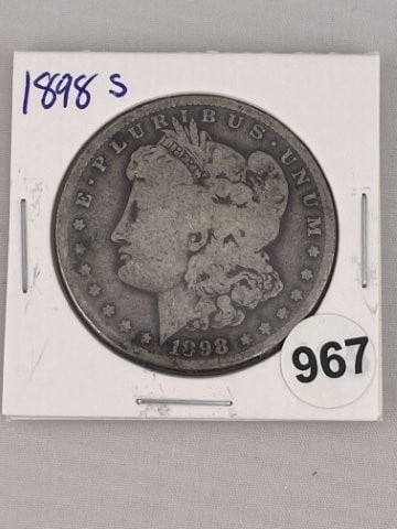 1898 S Morgan Silver Dollar Coin: KEY WORDS: INDIAN ARTIFACT ARTIFACTS ARROWHEAD ARROWHEADS NATIVE AMERICAN MISSISSIPPIAN QUAPAW CADDO POTTERY COINS MORGAN DOLLAR PEACE DOLLAR SILVER COINS. All coins have been Sigma tested for authent