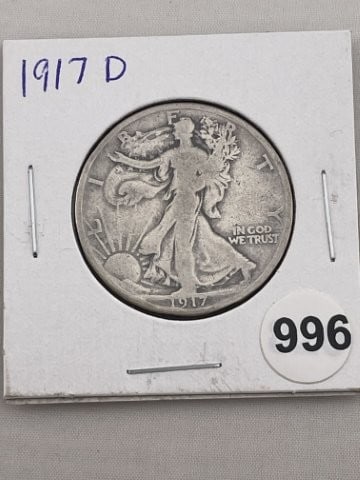 1917 D Walking Liberty Half Dollar Silver Coin (1 of 2)