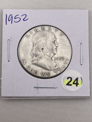 1952 Franklin Half Dollar Silver Coin (1 of 2)