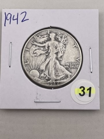 1942 Walking Liberty Half Dollar Silver Coin (1 of 2)