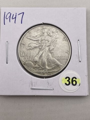 1947 Walking Liberty Half Dollar Silver Coin (1 of 2)
