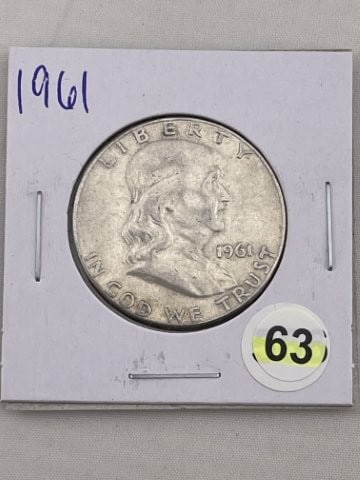1961 Franklin Half Dollar Silver Coin (1 of 2)