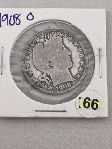 1908 O Barber Half Dollar Silver Coin (1 of 2)
