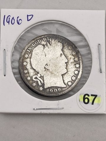 1906 D Barber Half Dollar Silver Coin (1 of 2)