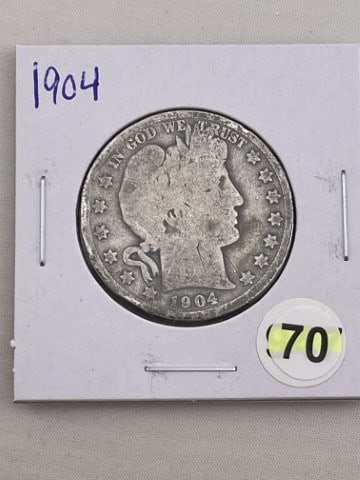 1904 Barber Half Dollar Silver Coin (1 of 2)