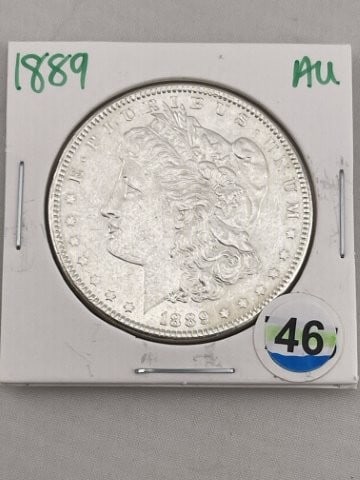 1889 AU Morgan Silver Dollar Coin (1 of 2)