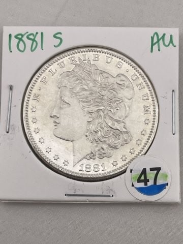 1881 S AU Morgan Silver Dollar Coin (1 of 2)