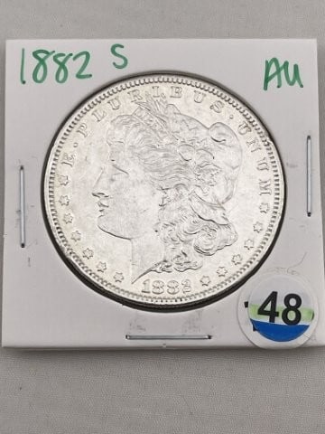 1882 S AU Morgan Silver Dollar Coin (1 of 2)