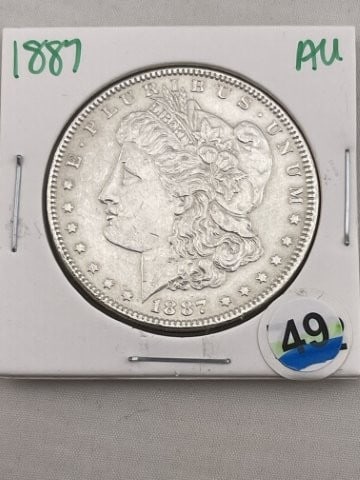 1887 AU Morgan Silver Dollar Coin (1 of 2)
