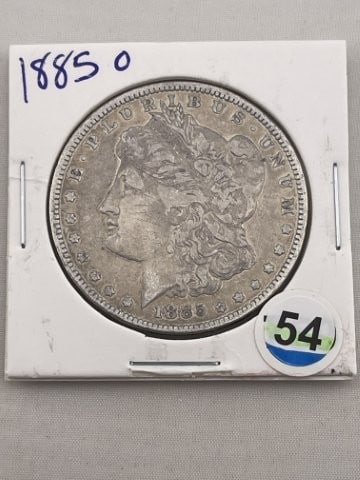 1885 O Morgan Silver Dollar Coin: KEY WORDS: INDIAN ARTIFACT ARTIFACTS ARROWHEAD ARROWHEADS NATIVE AMERICAN MISSISSIPPIAN QUAPAW CADDO POTTERY COINS MORGAN DOLLAR PEACE DOLLAR SILVER COINS. All coins have been Sigma tested for authent