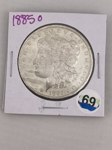 1885 O Morgan Silver Dollar Coin: KEY WORDS: INDIAN ARTIFACT ARTIFACTS ARROWHEAD ARROWHEADS NATIVE AMERICAN MISSISSIPPIAN QUAPAW CADDO POTTERY COINS MORGAN DOLLAR PEACE DOLLAR SILVER COINS. All coins have been Sigma tested for authent