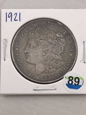 1921 Morgan Silver Dollar Coin: KEY WORDS: INDIAN ARTIFACT ARTIFACTS ARROWHEAD ARROWHEADS NATIVE AMERICAN MISSISSIPPIAN QUAPAW CADDO POTTERY COINS MORGAN DOLLAR PEACE DOLLAR SILVER COINS. All coins have been Sigma tested for authent