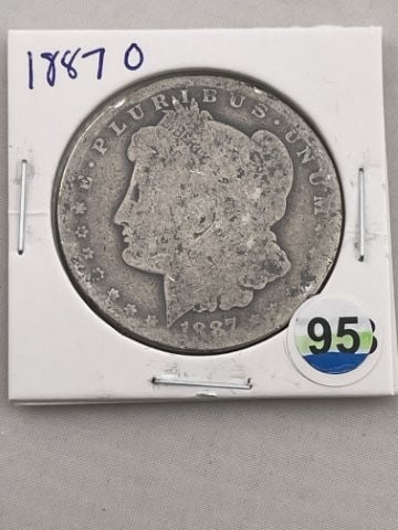 1887 O Morgan Silver Dollar Coin: KEY WORDS: INDIAN ARTIFACT ARTIFACTS ARROWHEAD ARROWHEADS NATIVE AMERICAN MISSISSIPPIAN QUAPAW CADDO POTTERY COINS MORGAN DOLLAR PEACE DOLLAR SILVER COINS. All coins have been Sigma tested for authent
