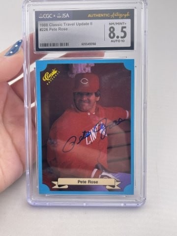 1988 Classic Travel Update II Pete Rose Hand Signed Authentic Autograph Baseball Card: KEY WORDS: INDIAN ARTIFACT ARTIFACTS ARROWHEAD ARROWHEADS NATIVE AMERICAN MISSISSIPPIAN QUAPAW CADDO POTTERY COINS MORGAN DOLLAR PEACE DOLLAR SILVER COINS. All coins have been Sigma tested for authent