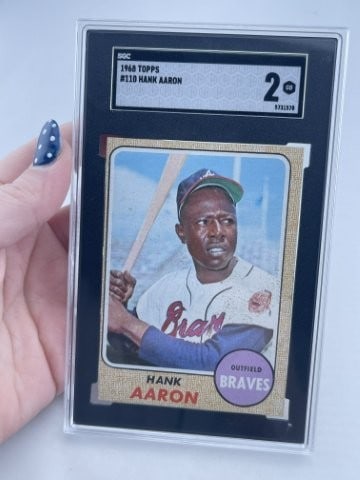 1968 Topps Hank Aaron Baseball Card: KEY WORDS: INDIAN ARTIFACT ARTIFACTS ARROWHEAD ARROWHEADS NATIVE AMERICAN MISSISSIPPIAN QUAPAW CADDO POTTERY COINS MORGAN DOLLAR PEACE DOLLAR SILVER COINS. All coins have been Sigma tested for authent
