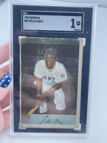 1954 Bowman Willie Mays Baseball Card: KEY WORDS: INDIAN ARTIFACT ARTIFACTS ARROWHEAD ARROWHEADS NATIVE AMERICAN MISSISSIPPIAN QUAPAW CADDO POTTERY COINS MORGAN DOLLAR PEACE DOLLAR SILVER COINS. All coins have been Sigma tested for authent