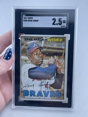 1967 Topps Hank Aaron Baseball Card: KEY WORDS: INDIAN ARTIFACT ARTIFACTS ARROWHEAD ARROWHEADS NATIVE AMERICAN MISSISSIPPIAN QUAPAW CADDO POTTERY COINS MORGAN DOLLAR PEACE DOLLAR SILVER COINS. All coins have been Sigma tested for authent