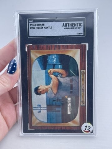 1955 Bowman Mickey Mantle Baseball Card: KEY WORDS: INDIAN ARTIFACT ARTIFACTS ARROWHEAD ARROWHEADS NATIVE AMERICAN MISSISSIPPIAN QUAPAW CADDO POTTERY COINS MORGAN DOLLAR PEACE DOLLAR SILVER COINS. All coins have been Sigma tested for authent