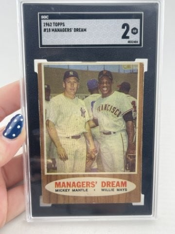 1962 Topps Mickey mantle & Willie Mays Baseball Card: KEY WORDS: INDIAN ARTIFACT ARTIFACTS ARROWHEAD ARROWHEADS NATIVE AMERICAN MISSISSIPPIAN QUAPAW CADDO POTTERY COINS MORGAN DOLLAR PEACE DOLLAR SILVER COINS. All coins have been Sigma tested for authent