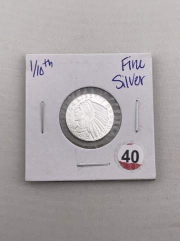 1/10th Fine Silver Coin: KEY WORDS: INDIAN ARTIFACT ARTIFACTS ARROWHEAD ARROWHEADS NATIVE AMERICAN MISSISSIPPIAN QUAPAW CADDO POTTERY COINS MORGAN DOLLAR PEACE DOLLAR SILVER COINS. All coins have been Sigma tested for authent