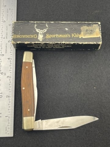 Browning Sportsman Knife: KEY WORDS: INDIAN ARTIFACT ARTIFACTS ARROWHEAD ARROWHEADS NATIVE AMERICAN MISSISSIPPIAN QUAPAW CADDO POTTERY COINS MORGAN DOLLAR PEACE DOLLAR SILVER COINS. All coins have been Sigma tested for