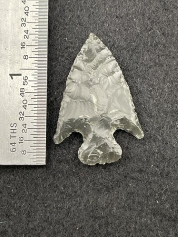 Glass Arrowhead: KEY WORDS: INDIAN ARTIFACT ARTIFACTS ARROWHEAD ARROWHEADS NATIVE AMERICAN MISSISSIPPIAN QUAPAW CADDO POTTERY COINS MORGAN DOLLAR PEACE DOLLAR SILVER COINS. All coins have been Sigma tested for