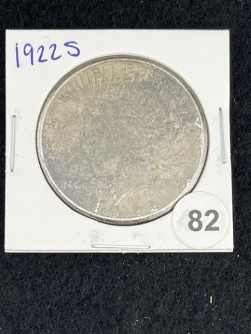 1922 S Peace Silver Dollar Coin: KEY WORDS: INDIAN ARTIFACT ARTIFACTS ARROWHEAD ARROWHEADS NATIVE AMERICAN MISSISSIPPIAN QUAPAW CADDO POTTERY COINS MORGAN DOLLAR PEACE DOLLAR SILVER COINS. All coins have been Sigma tested for