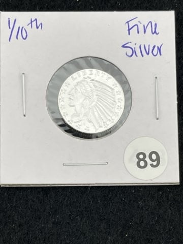 1/10th Fine Silver Coin: KEY WORDS: INDIAN ARTIFACT ARTIFACTS ARROWHEAD ARROWHEADS NATIVE AMERICAN MISSISSIPPIAN QUAPAW CADDO POTTERY COINS MORGAN DOLLAR PEACE DOLLAR SILVER COINS. All coins have been Sigma tested for